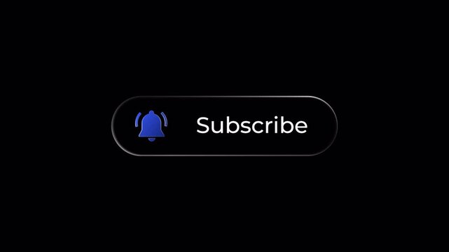 Animated subscribe button with ringing notification bell clicked by cursor for online video content.