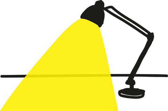 yellow light table lamp doodle illustration