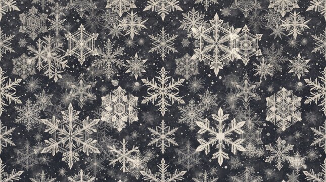 Ireland pattern featuring white snowflakes on dark textured background snowflake ornamental geometric seamless wallpaper