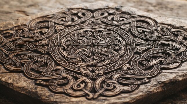 Title ireland pattern of traditional carved celtic knotwork with knotwork ornamental traditional heritage folklore