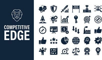 Fototapeta premium Competitive edge concept includes many strategic performance icons.