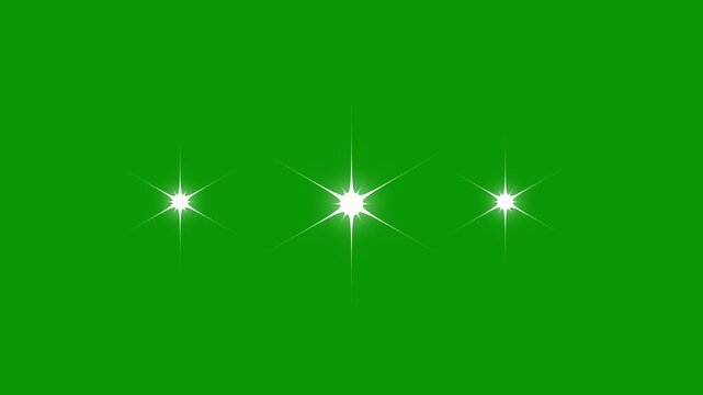 Twinkle Star Glitter Sparkle Animation, White Cartoon Doodle Stars Blinking, Flat Vector Shining Light Effect, Cosmic on Green Screen Background, Seamless Loop Motion Graphics. 4K