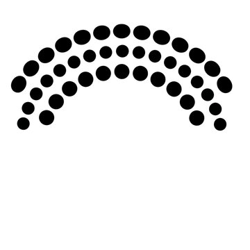 Abstract pattern of black dots in curved rows