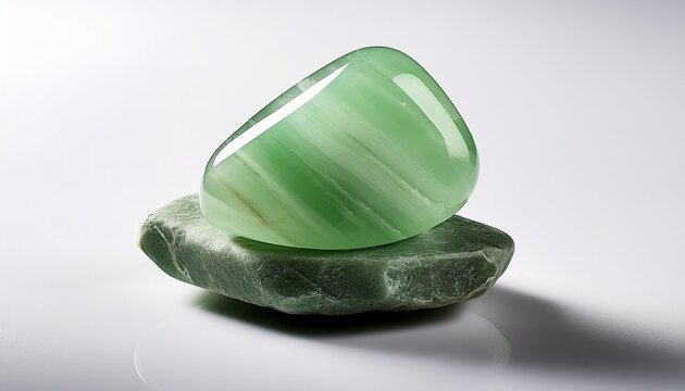 A Single Jade Crystal Is Featured On A Pure White Back Background