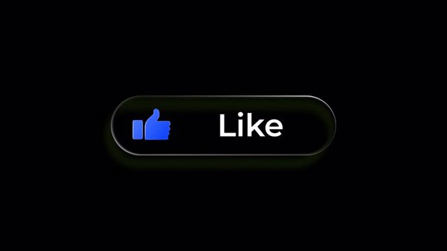 Glowing blue thumbs up button animates for social media engagement like and reaction footage