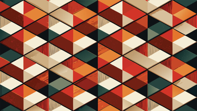 Abstract geometric pattern with rhomboid and triangle shapes in autumn colors multi colored geometric triangles abstract background colorful composition artistic backdrop structure creative