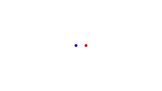 minimal two dot loading animation loop with smooth horizontal motion on white background.
