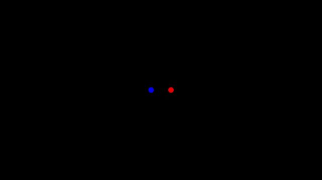 minimal two dot loading animation loop with smooth horizontal motion on black background.