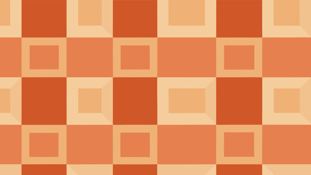 Geometric checkerboard pattern with rectangular frames in orange shades checkered geometry rectangles abstract background minimalist template wallpaper decorative composition contrast