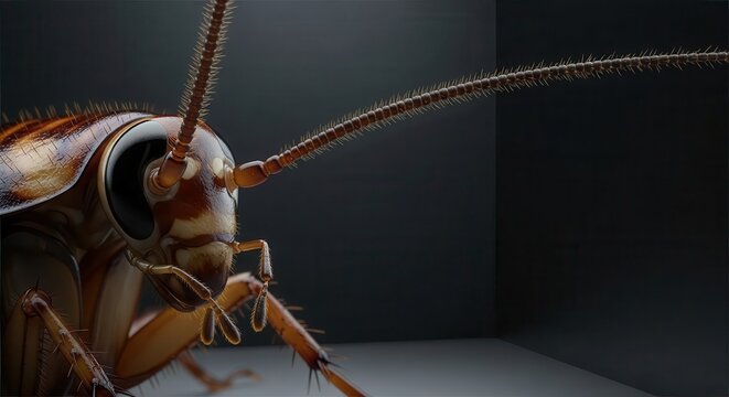 Close-up of a Cockroach Insect with Twitching Antennae