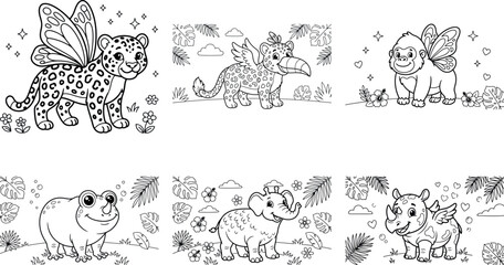 Obraz premium Cute holiday themed underwater and animal coloring pages for kids fun activities