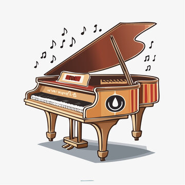 Antique grand piano with musical notes, symbolizing the rich heritage of classical music and artistic expression