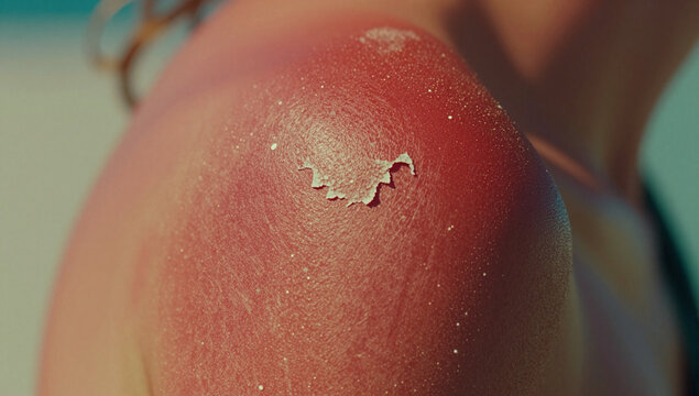 Sunburn on a person's shoulder and arm.