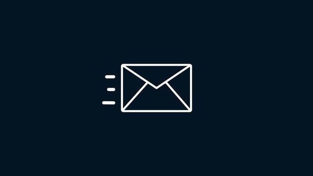 Mail email message sending envelope icon animation on transparent background 4k animation.