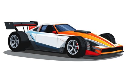Obraz premium Vintage sports car with colorful racing stripes.
