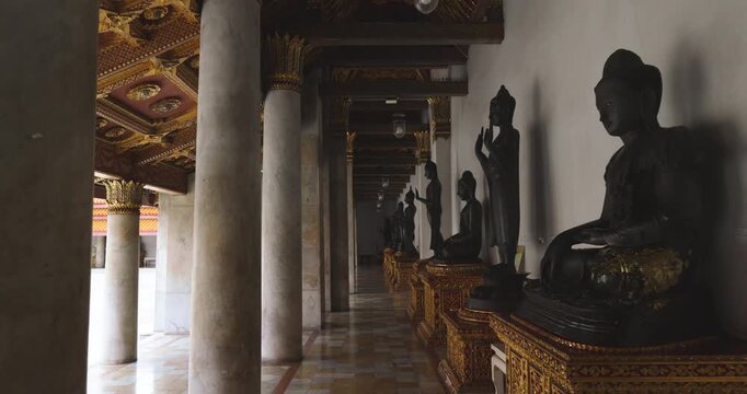 Wat Benchamabophit Dusitwanaram Marble Temple floor it major tourist attraction in Bangkok. Thailand