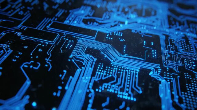 High-resolution of a computer processor with illuminated LEDs, suitable for tech and electronics themes.