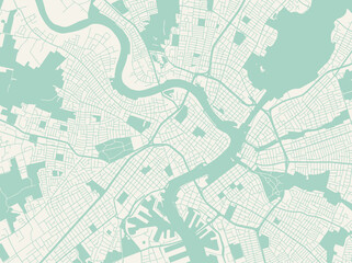 Naklejka premium Stylized Flat Vector City Map with River and Urban Road Network