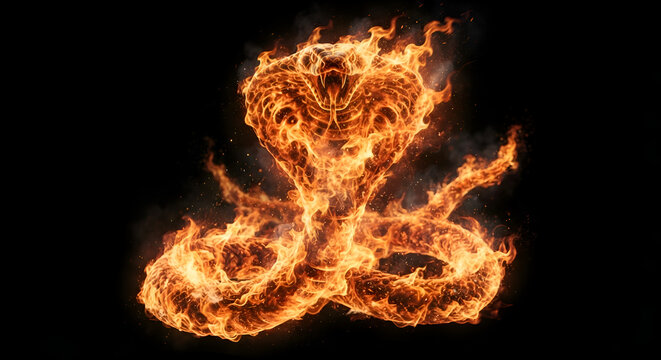 enormous cobra-shaped stream of fire