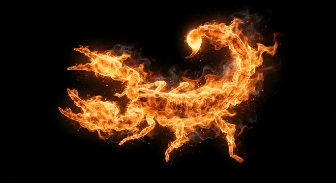 scorpion-shaped stream of fire