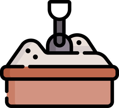 Bold Outline Sandbox With Toy Crane