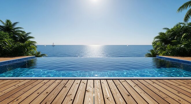 Ocean's Embrace: Infinity Pool's Crystal Calm Under a Sun-Kissed Horizon