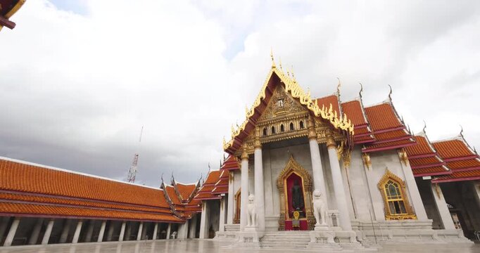 Wat Benchamabophit Dusitwanaram Marble Temple floor it major tourist attraction in Bangkok. Thailand