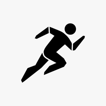Abstract runner silhouette icon illustration representing fast human movement in sprint event or athletic competition isolated black silhouette for sports design elements and fitness graphic projects
