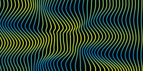 Fototapeta premium Line wave technology, abstract lines on a black background. Colorful wavy waves, frequency sound waves. modern art.