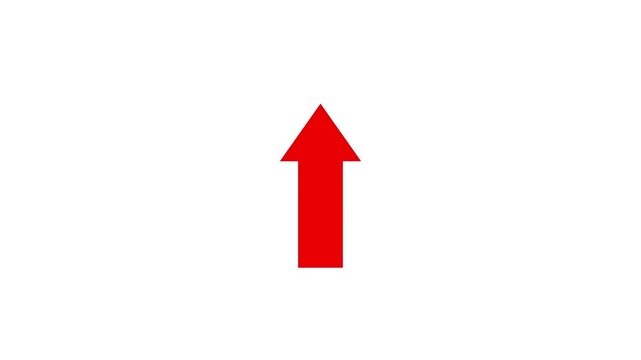 Red arrow pointing up animation. Up direction arrows symbol. arrow button icon or swipe-up arrow signal animation. download icon sign. Arrow up.