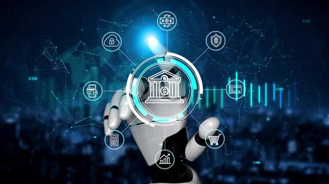 Futuristic Robot Interacting with Banking Technology and Data Visualization in a Digital Finance Environment. Entropy.