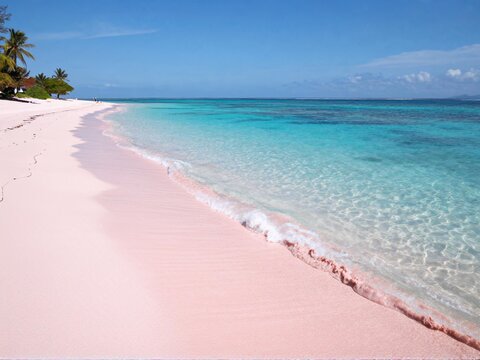 Pink Sand Beach with Turquoise Ocean Komodo Island