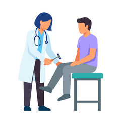 Obraz premium Male Doctor Examining Patient Professional Flat Vector