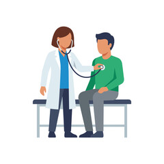 Obraz premium Male Doctor Examining Patient Professional Flat Vector
