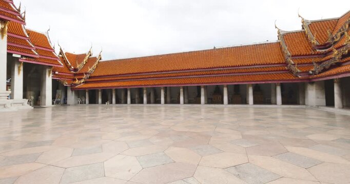 Wat Benchamabophit Dusitwanaram Marble Temple floor it major tourist attraction in Bangkok. Thailand
