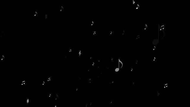 Glowing Musical Notes Animation on Black Background