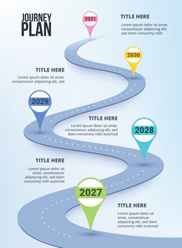Vertical Winding Road infographic with timeline concept. Road way location infographic template with pin pointer. Vector EPS 10