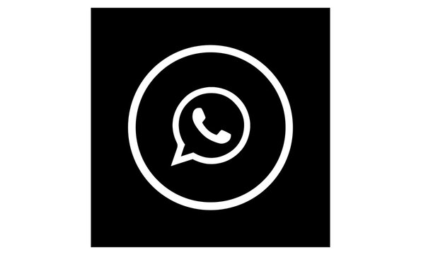 Whatsapp black circular icon for mobile messaging app editorial.