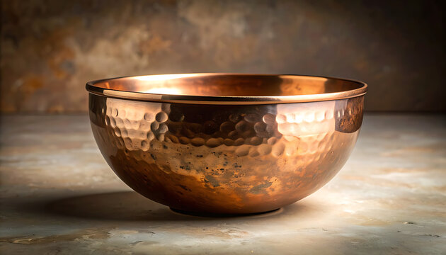 Copper Bowl on Concrete Surface.