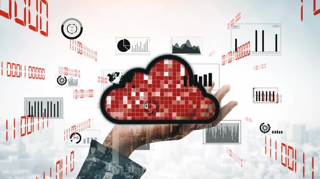 A modern representation of cloud technology showcasing various data analysis graphs and statistical charts, emphasizing innovation in the digital business landscape. Xenic