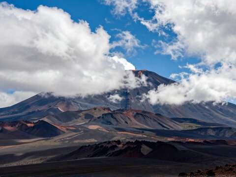 Moving Cloud Shadows Over Mauna Kea Volcanic Landscape Hawaii