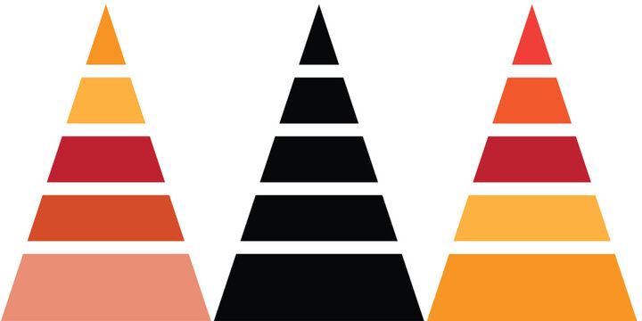 5 level Triangular pyramid colorful icon. Success and strategy signs. Business hierarchy symbols. educational materials. diagrams with ascending levels