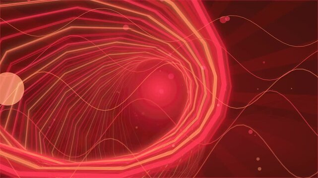 Futuristic crimson dimension tunnel motion graphics background loop for infinite journey