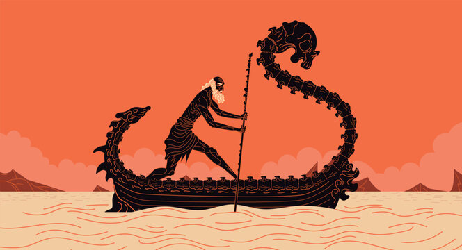 charon ferrying souls across the underworld