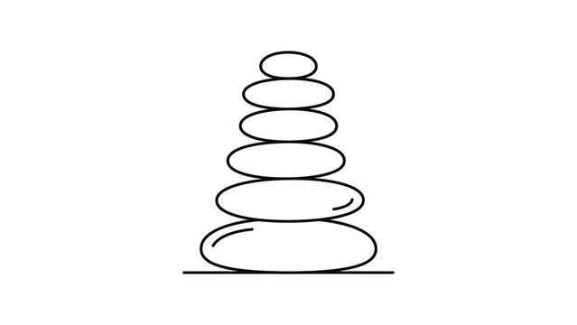 Minimalist hand drawn sketch of a stack of balancing zen stones.