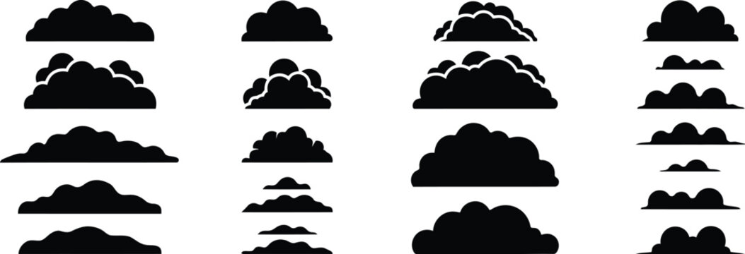 Collection of black silhouette cloud  weather