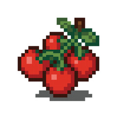 Fototapeta premium Pixel Art Fresh Red Tomatoes On Vine