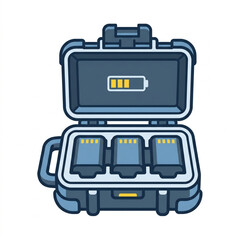 Fototapeta premium Open Hard Case with Battery Packs and Charging Indicator.