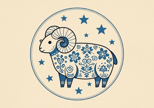 Celestial Ram: Floral Constellation Charm