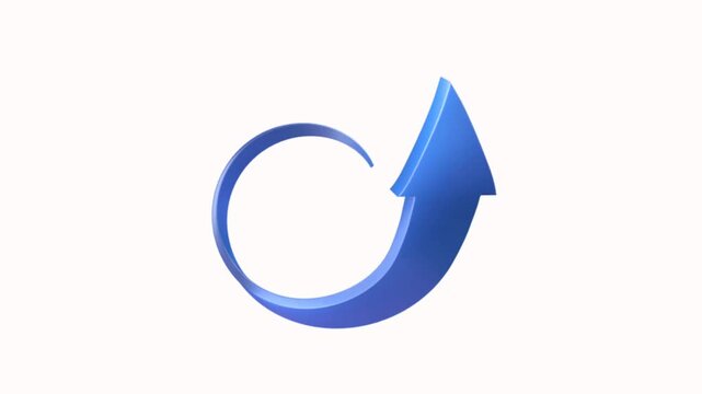 blue arrow icon Animated 3D blue curved arrow forming a circular loop upward. Excellent graphic element for progress, cycle, continuous growth, and rotation